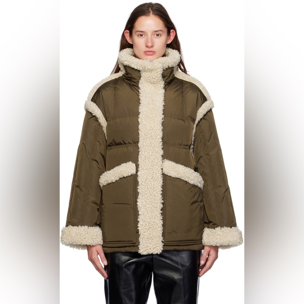 Stand Studio Dorothy Coat in Deep Green/Natural White